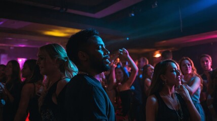 Photo nightlife with people dancing in a club