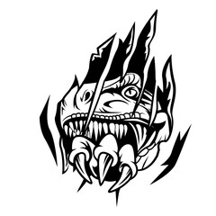 T-rex Scratch Theme | Dinosaur Claw Scratch | Dinosaur | Wild Dinosaur | Dromeosaurids | Claw Scratch | Sharp Teeth | Pre-historic | Original Illustration | Vector and Clipart | Cutfile and Stencil