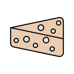 cheese color line icon with white background vector stock illustration