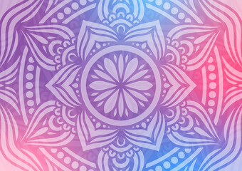 Mandala purple line art soft gradient background