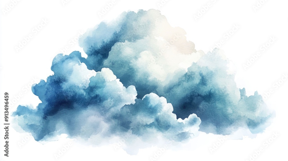 Poster minimalist watercolor cloud icon design a soft fluffy and ethereal weather symbol isolated on a clea