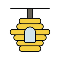 honey comb color line icon with white background vector stock illustration