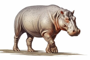 Obraz premium Isolated hippopotamus on white background, enhancing search relevance for optimal results