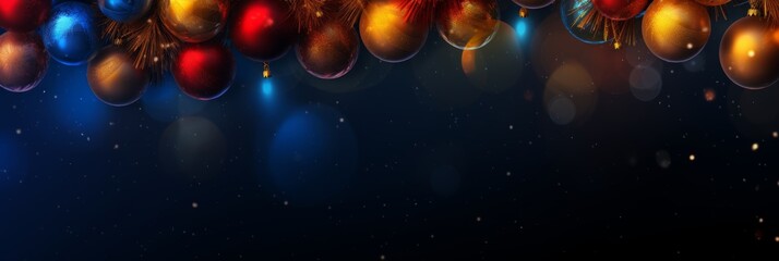 Festive new year banner with christmas tree decorations and ample space for customized text