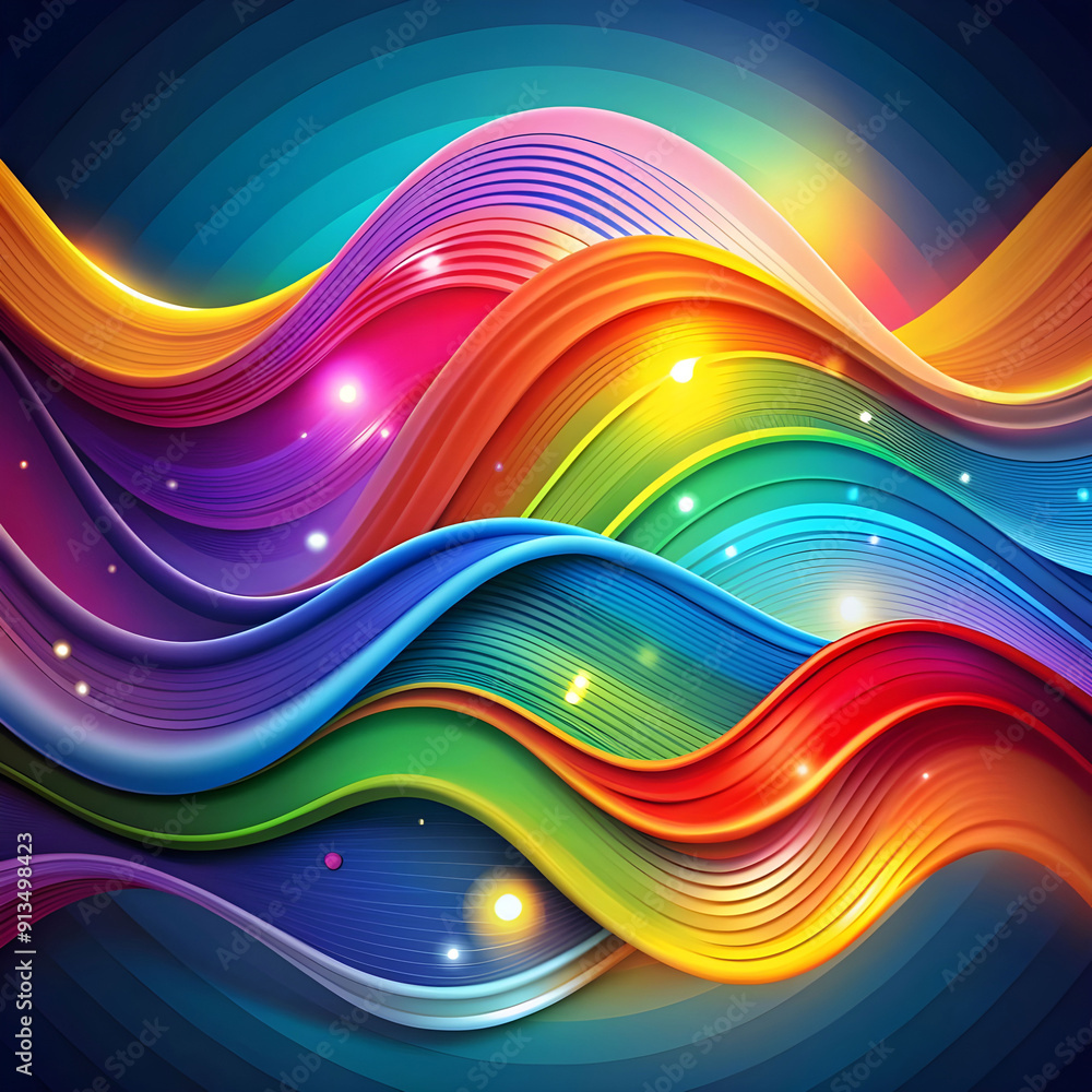 Poster abstract colorful pattern with wavy shapes