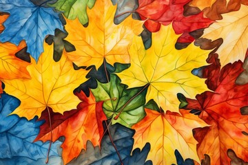 Colorful maple leaves background with ample space for adding customized text or messages