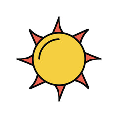 sun color line icon with white background vector stock illustration
