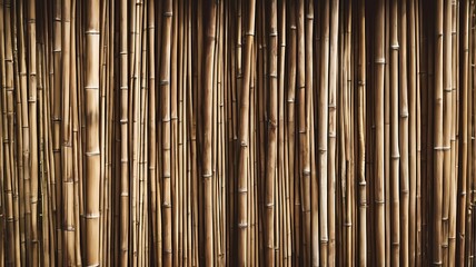 Close up decorative old bamboo wood of fence wall background
