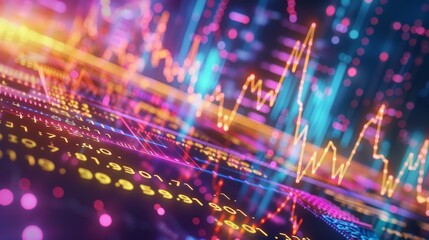 Fototapeta premium Colorful Digital Financial Market Data Visualization