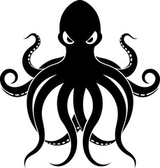 Angry Octopus silhouette vector illustration