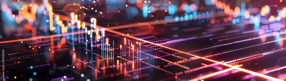 Poster abstract digital graphs and charts with lights