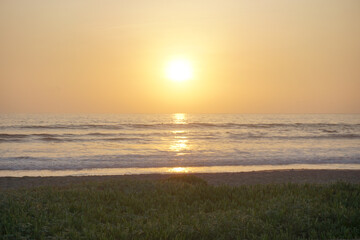 Sunset at the beach with ocean view