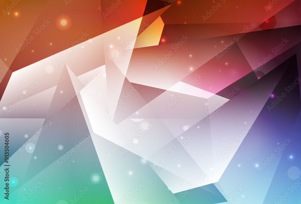 Poster light green, red vector layout with lines, triangles.