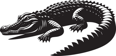 Crocodile Silhouette isolated on white background Minimalist crocodile vector shape