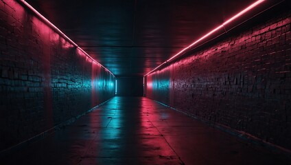 Capturing an intense, abstract neon light tunnel, dynamic wallpaper or background