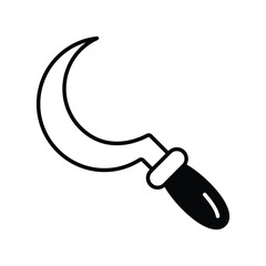 sickle glyph icon with white background vector stock illustration