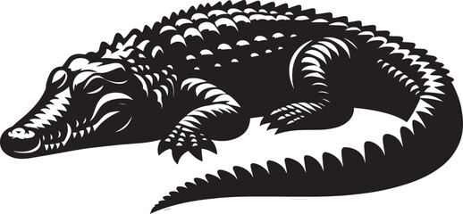 Crocodile Silhouette isolated on white background Minimalist crocodile vector shape