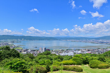 Panoramic View of Lake Suwa from Tateishi Park in Nagano Prefecture