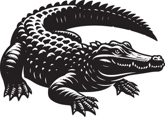 Crocodile Silhouette isolated on white background Minimalist crocodile vector shape