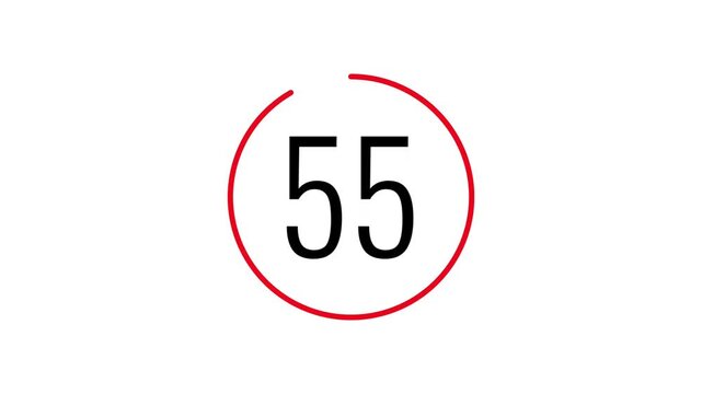 60 seconds countdown timer with red circle on white background suitable for countdowns, deadline reminders, time management concepts, and scheduling