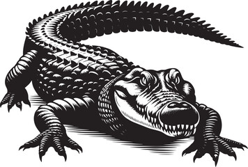 Crocodile Silhouette isolated on white background Minimalist crocodile vector shape