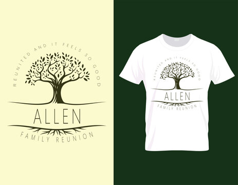 Elegant design allen family reunion tshirt design template