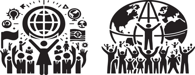 international youth day icon silhouette vector style with white background