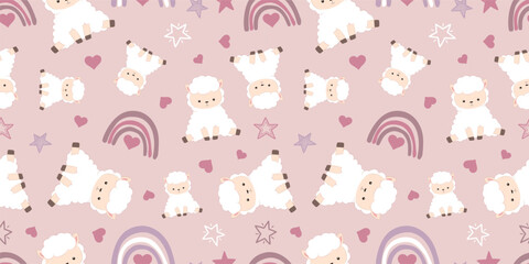 Cute baby animals seamless pattern