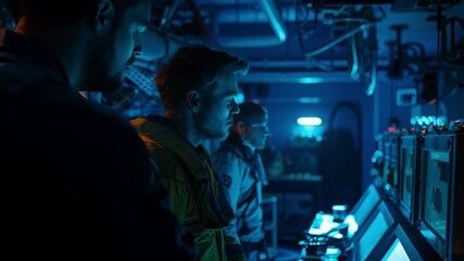 Men in control room on a ship