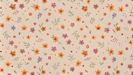 Modern colorful gentle pattern of tiny bright flowers for a dress with an autumn print