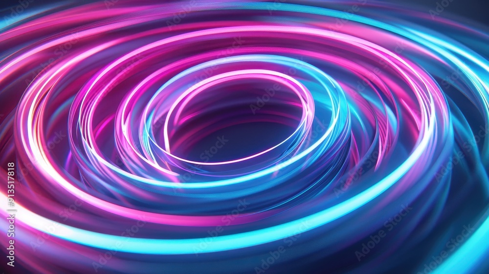 Poster a vibrant swirl of neon colors creating dynamic motion effects, perfect for technology and modern de