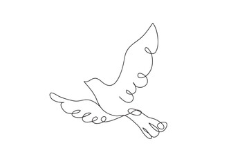 Bird ,line drawing style, continuous line art ,  vector illustration