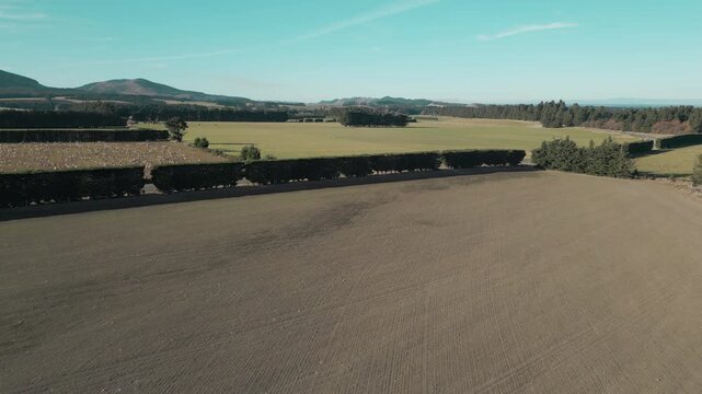 Field Ready For Planting In Canterbury New Zealand Also Sheep Drone Track Left