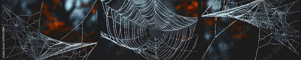 Canvas Prints spider web. cobweb scary frames. realistic arachnid net borders. spooky halloween background. isolat