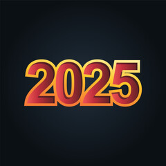 Red number 2025 outlined in yellow on dark background.