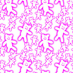 seamless pattern for y2k mood combination of neon glowing bear repeatable background 