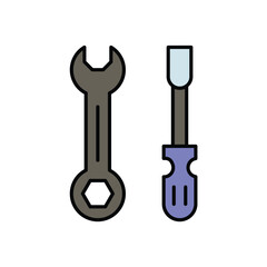 repairing tools color line icon with white background vector stock illustration