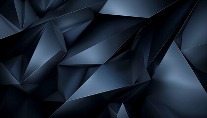 Abstract dark blue geometric shapes with sharp angles and subtle lighting, mysterious mood