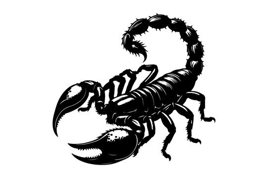 black scorpion on white background clip art preview