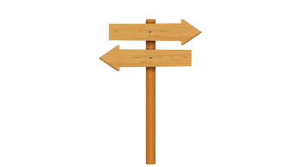 blank wooden road sign on the white background