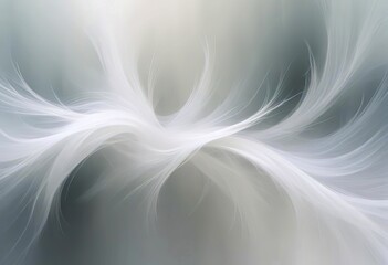 abstract painting featuring delicate swirling shapes in soft gold and white hues