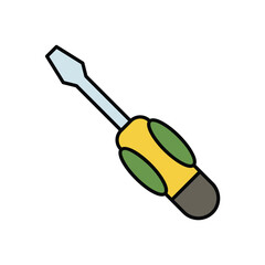 screwdriver color line icon with white background vector stock illustration