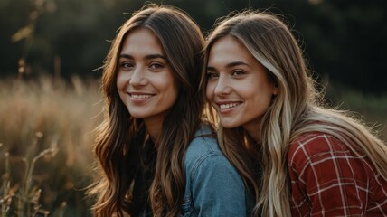 Obraz premium Side view happy friends outdoors