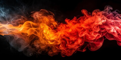 Fototapeta premium Abstract Red and Orange Smoke on Black Background, abstract, smoke, background, design