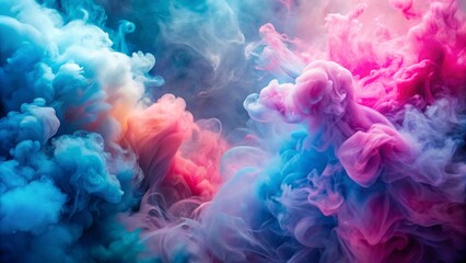 Fototapeta premium Abstract Swirling Blue and Pink Ink Clouds, Photography , Colorful Smoke , Acrylic Ink , Water Colors