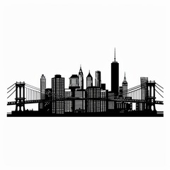 Fototapeta premium Brooklyn Bridge and New York City Skyline Silhouette