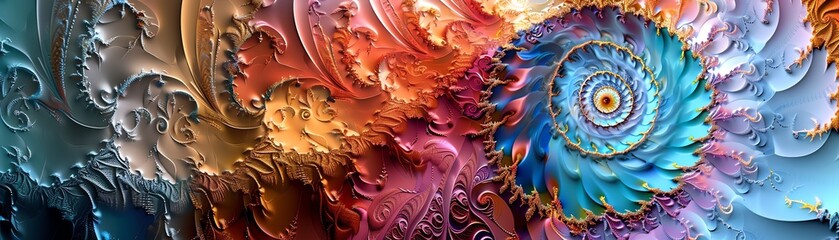 Colorful fractal pattern resembling a spiral shell