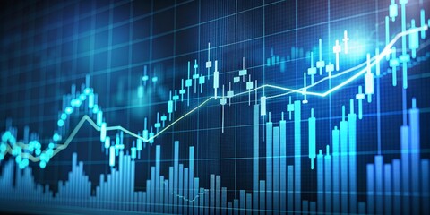 Blue and White Stock Market Chart with Upward Trend, stock market , trading , finance , investment ,
