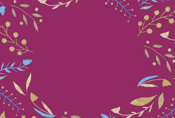 優しい水彩タッチの花の丸いフレーム