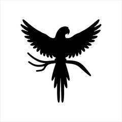 Parrot silhouette vector illustration on white background
